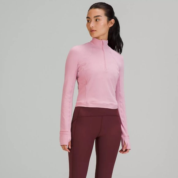 lululemon athletica Tops - It's Rulu Run Cropped 1/2 Zip (Pink Taupe)